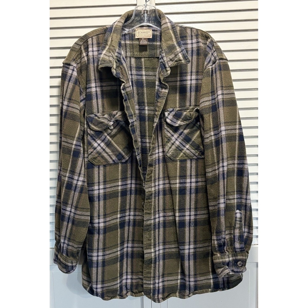 Vintage C.E. Schmidt Plaid Flannel Shirt Button Up Long Sleeve XLT Heavy Pockets